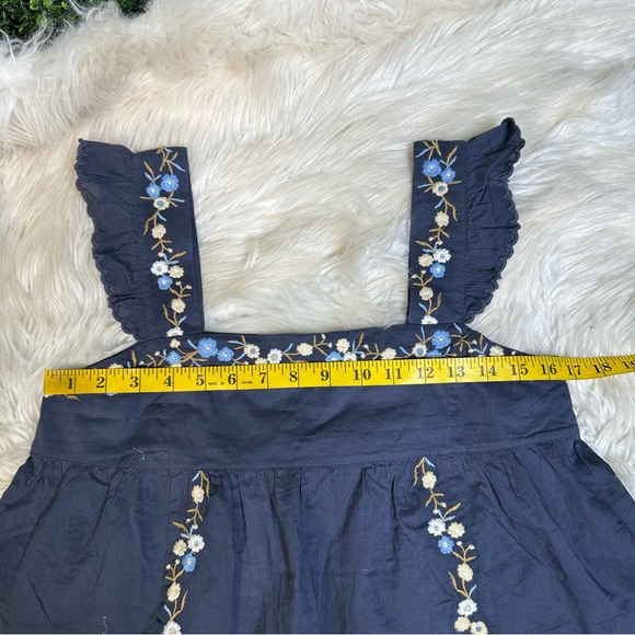 Nwt Unsubscribed embroidered floral Blue Top cotton - Picture 8 of 9